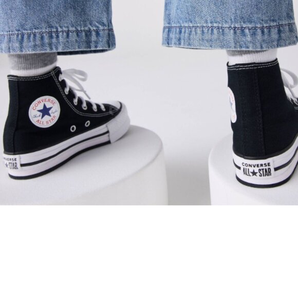 EUC CTAS Converse leather Eva Lift Jet Black A01015C (Youth 2) KICKS - Picture 9 of 9